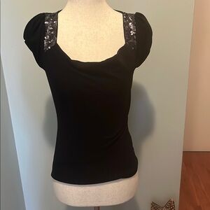Black Sequin Women's Top